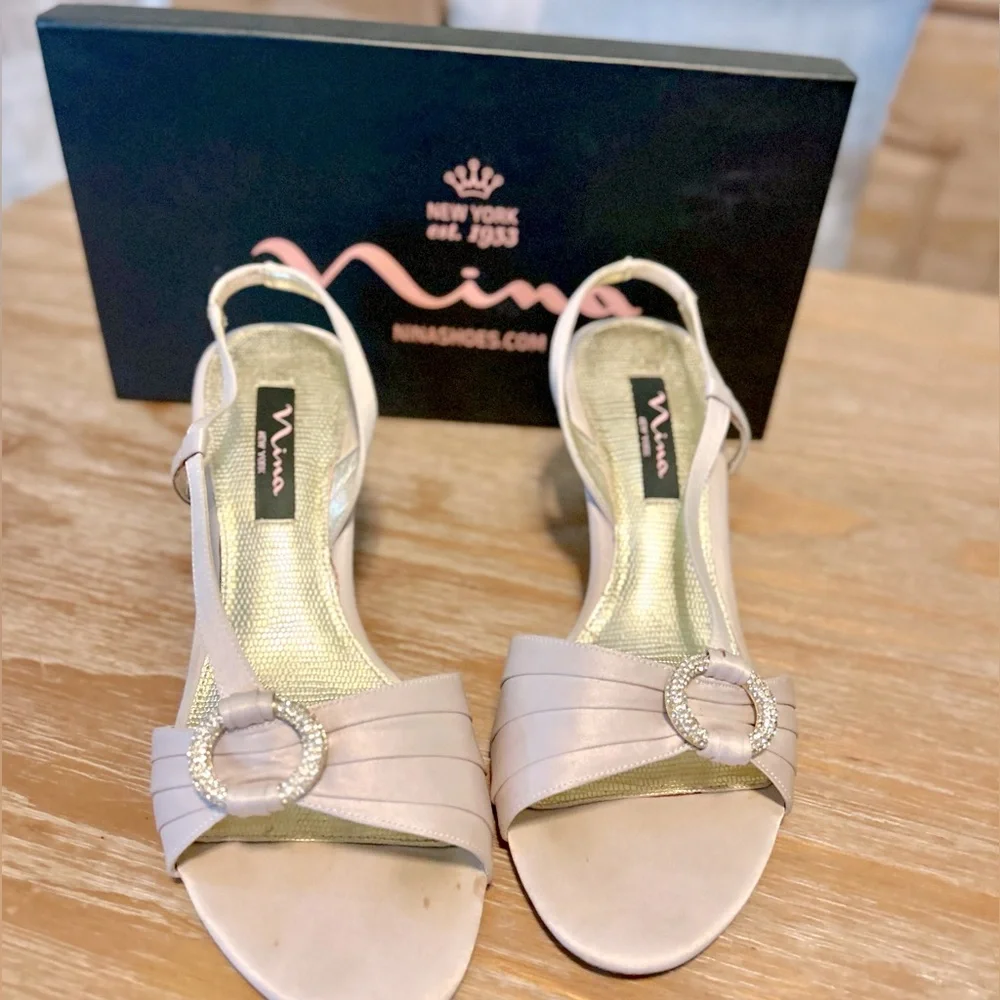 Nina “Haily” Satin Open-Toe Dress Shoes
